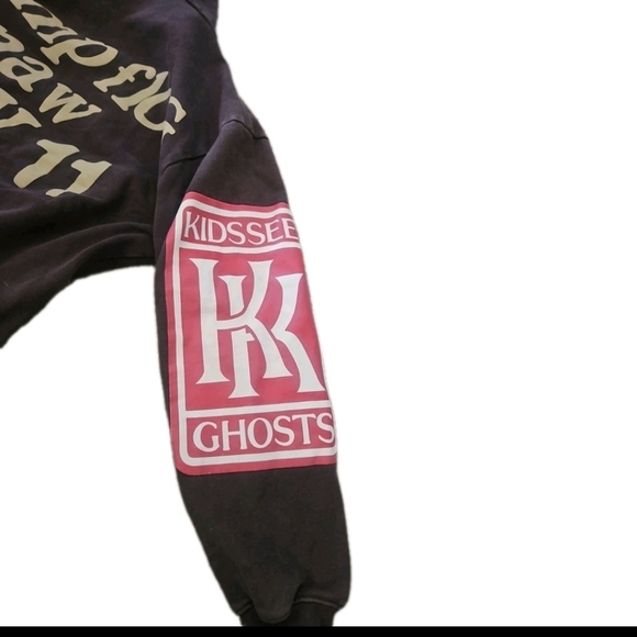 Doncare Mens Gray Lucky I See Ghosts Kids See Ghosts West Rapper Hoodie L - Picture 9 of 11